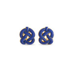 Tiffany & Co. // 18K Yellow Gold Lapis Twist Earrings // Estate