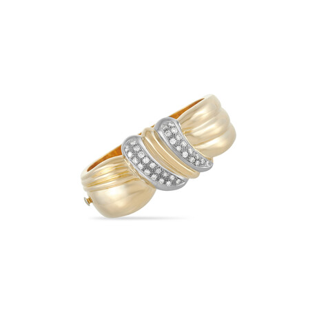 LB Exclusive // 18K Yellow Gold Diamond Bangle Bracelet // 6.3" // Estate