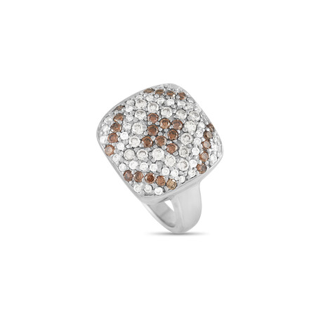 Le Vian // 18K White Gold White + Brown Diamond Ring // Ring Size: 6.75 // Estate