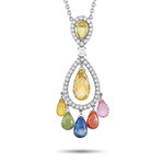 Graff // 18K White Gold Diamond + Multi-Colored Sapphire Necklace // 15" // New