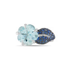 Chanel // Camilia 18K White Gold Aquamarine + Sapphire Ring // Ring Size: 6.75 // Estate