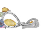 Graff // 18K White Gold Diamond + Multi-Colored Sapphire Dangle Earrings // Estate