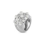 Chanel // Matelasse Baroque 18K White Gold Diamond + Pearl Ring // Ring Size: 5.25 // Estate
