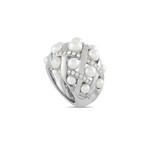 Chanel // Matelasse Baroque 18K White Gold Diamond + Pearl Ring // Ring Size: 5.25 // Estate