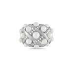 Chanel // Matelasse Baroque 18K White Gold Diamond + Pearl Ring // Ring Size: 5.25 // Estate