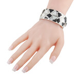 Roberto Coin // 18K Yellow Gold + 18K White Gold Mother of Pearl + Onyx Giraffe Bangle Bracelet // 6.7" // Estate