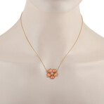 Van Cleef & Arpels // 18K Yellow Gold Diamond + Coral Flower Necklace // 16" //Estate