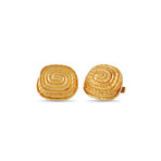 David Webb // 18K Yellow Gold Square Spiral Hammered Cufflinks // Estate