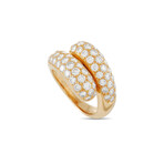 Cartier // 18K Yellow Gold Diamond Pavé Bypass Ring // Ring Size: 5 // Estate
