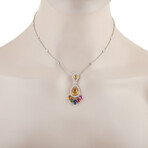 Graff // 18K White Gold Diamond + Multi-Colored Sapphire Necklace // 15" // New