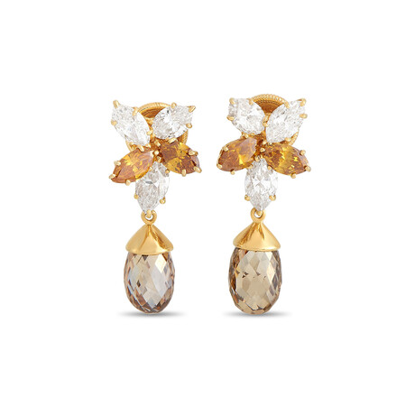 Harry Winston // 18K Yellow Gold White + Colored Diamond Clip-On Earrings // Estate