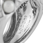 Chanel // Matelasse Baroque 18K White Gold Diamond + Pearl Ring // Ring Size: 5.25 // Estate