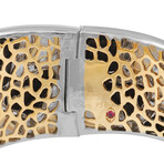 Roberto Coin // 18K Yellow Gold + 18K White Gold Mother of Pearl + Onyx Giraffe Bangle Bracelet // 6.7" // Estate