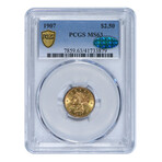 1907 $2.5 Gold Liberty Head Quarter Eagle // PCGS Certified MS63 CAC // Wood Presentation Box