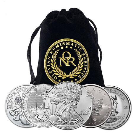 5 oz Silver Starter Package of World Bullion Coins // Deluxe Collector's Pouch