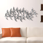 Flock // Hand Painted Etched Metal Wall Sculpture