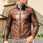 Hamilton Natural Lamb Leather Biker Jacket // Brown (Euro: 46)