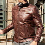 Ted Lamb Leather Biker Jacket // Brown (Euro: 52)