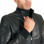 Lamb Leather Bomber Jacket // Black (Euro: 48)