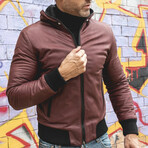 Biancolino Hooded Bomber Leather Jacket // Red (Euro: 44)