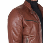 Hamilton Natural Lamb Leather Biker Jacket // Brown (Euro: 46)