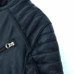 Lamb Leather Quilted Biker Jacket // Black (Euro: 56)