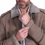 Peter Lamb Leather Shearling Biker Jacket // Mud (Euro: 46)