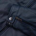 Hamilton Nappa Lamb Leather Biker Jacket // Blue (Euro: 46)