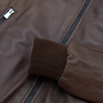 Lamb Leather Bomber Jacket // Brown (Euro: 52)