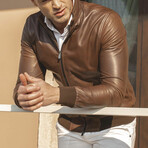 Lamb Leather Bomber Jacket // Brown (Euro: 52)