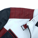 Roberto Lamb Leather Biker Jacket // Red + White + Blue (Euro: 46)