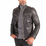 Hamilton Vintage Leather Biker Jacket // Black (Euro: 50)