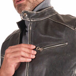 Hamilton Vintage Leather Biker Jacket // Black (Euro: 50)