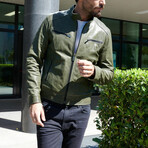 Hamilton Lamb Leather Biker Jacket // Green (Euro: 56)