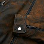 Hamilton Lamb Leather Biker Jacket // Brown + Antique (Euro: 46)