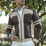 Roberto Lamb Leather Biker Jacket // Beige (Euro: 56)