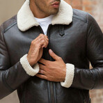 Peter Lamb Leather Shearling Biker Jacket // Brown (Euro: 54)