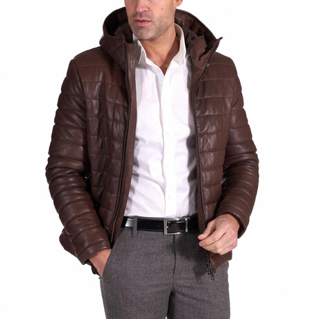 Teo Lamb Leather Down Jacket // Brown (Euro: 44)