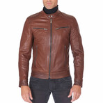 Hamilton Natural Lamb Leather Biker Jacket // Brown (Euro: 46)