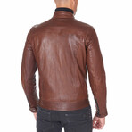 Hamilton Natural Lamb Leather Biker Jacket // Brown (Euro: 46)