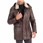 Vittorio Lamb Leather Coat Jacket // Brown (Euro: 52)