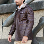 Vittorio Lamb Leather Coat Jacket // Brown (Euro: 52)