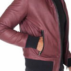 Biancolino Hooded Bomber Leather Jacket // Red (Euro: 44)