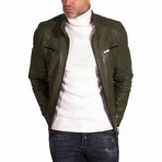 Hamilton Lamb Leather Biker Jacket // Green (Euro: 56)