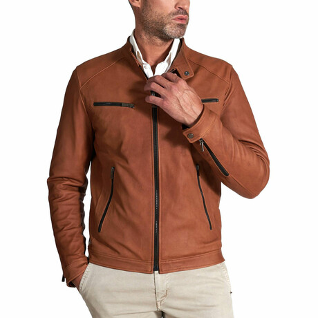 Hamilton Natural Lamb Leather Biker Jacket // Tan (Euro: 60)