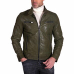 Hamilton Lamb Leather Biker Jacket // Green (Euro: 56)