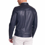 Hamilton Nappa Lamb Leather Biker Jacket // Blue (Euro: 46)