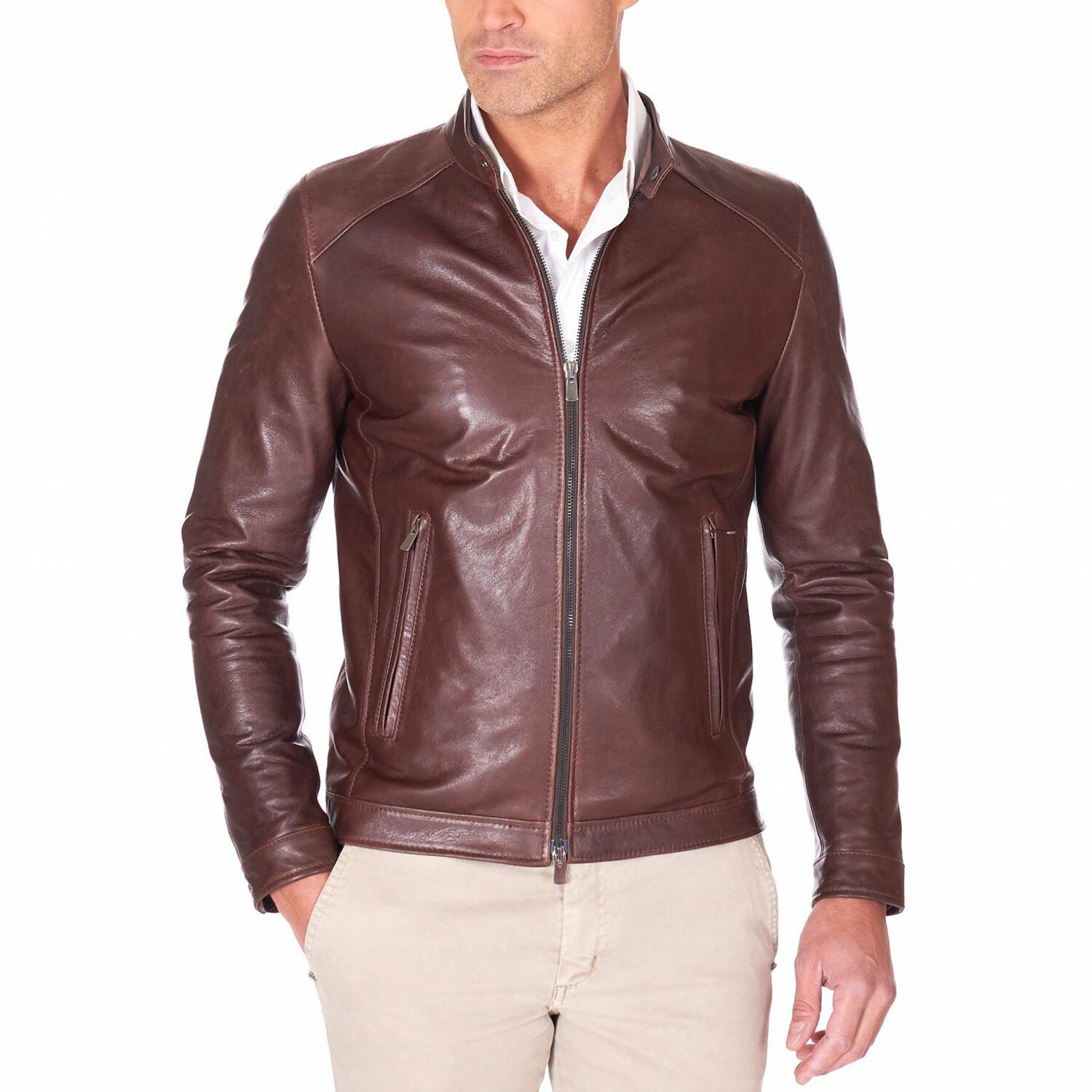 Ted Lamb Leather Biker Jacket // Brown (Euro: 54) - Outerwear Clearance ...