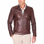 Ted Lamb Leather Biker Jacket // Brown (Euro: 52)