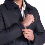 Peter Lamb Leather Shearling Biker Jacket // Blue (Euro: 50)